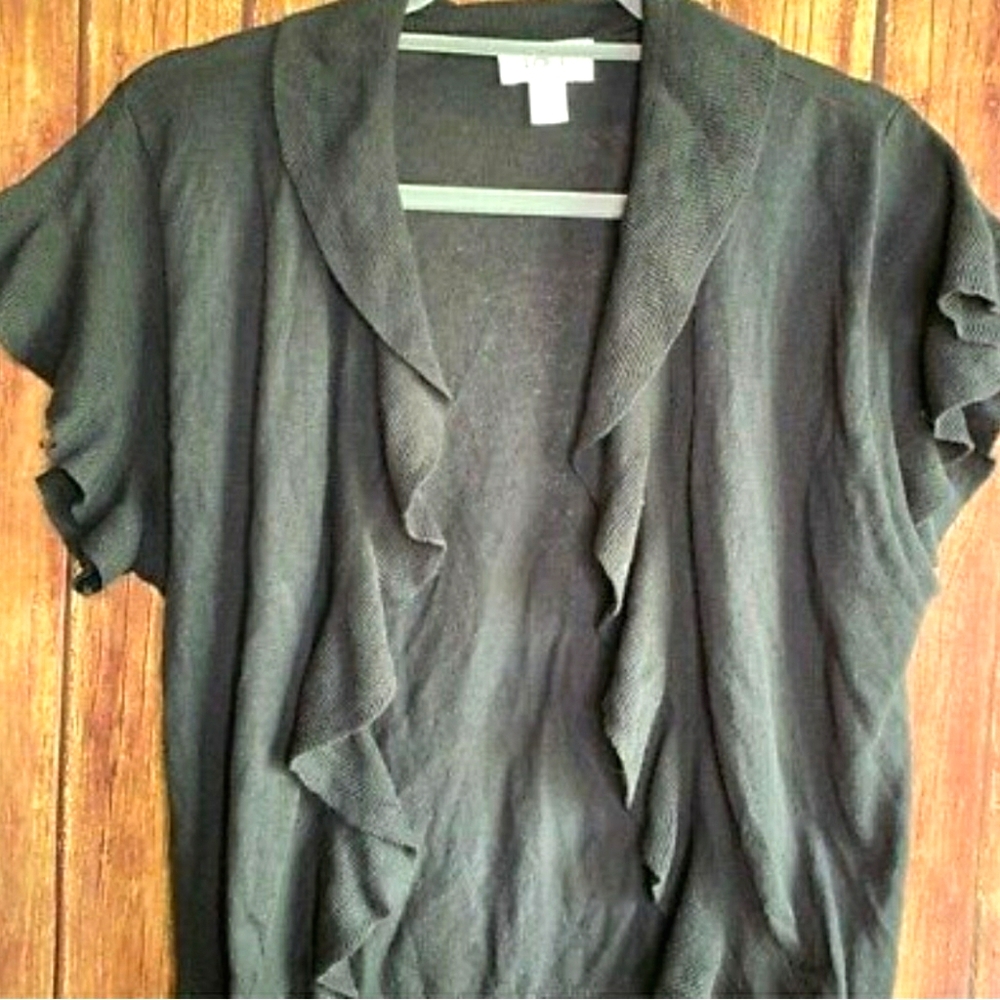 Open front short sleeved gray Loft sweater